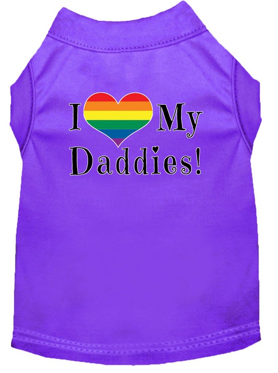 I heart my Daddies Screen Print Dog Shirt Purple Med